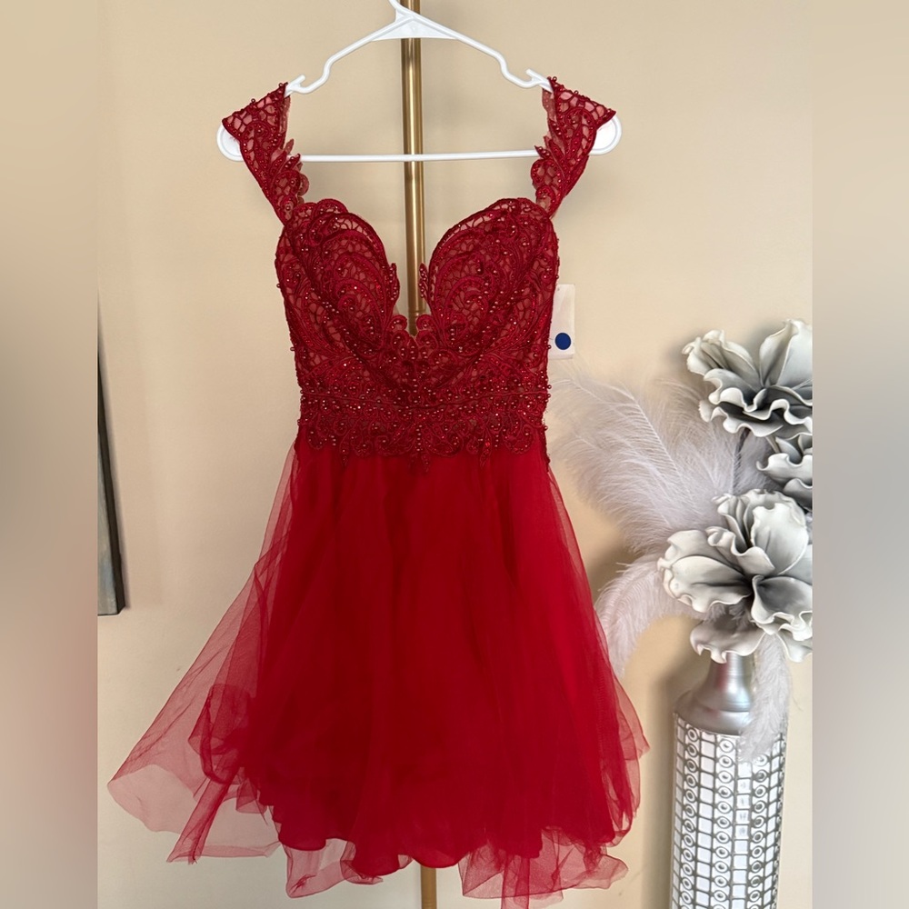 Elegant Red Lace Dress